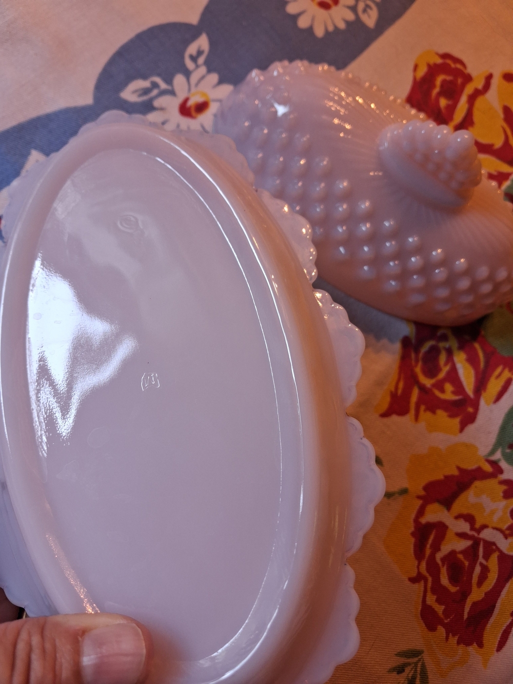 Mosser Pink Milk Glass Hobnail Covered Butter Dish - Pink - Picture 5 of 9